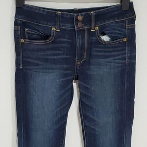 AMERICAN Eagle Dark Wash 29x24 Super Stretch Size 4 Artist Crop Jeans